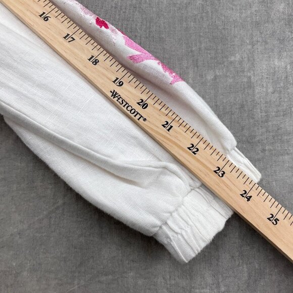 INC Jacket Women XSmall‎ White Pink Floral Embroidery Linen Zip Blouson Casual - Picture 7 of 11